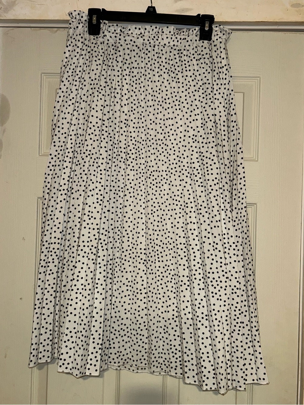 Metro Wear White Midi Skirt with Black Polka Dots